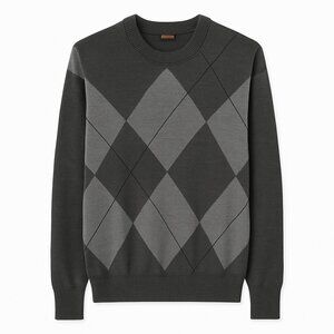 Dockers Argyle Crewneck Sweater – Size XL – 100% Acrylic – Gray/Charcoal